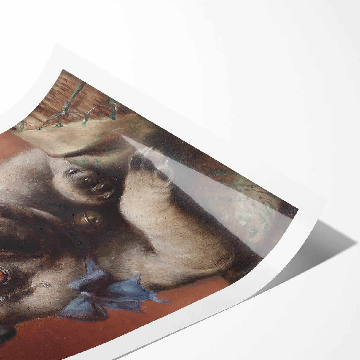 Vintage Animal Art – Adorable Pug with Bow in Classic Portrait