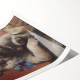 Vintage Animal Art – Adorable Pug with Bow in Classic Portrait
