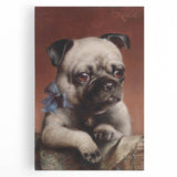 Vintage Animal Art – Adorable Pug with Bow in Classic Portrait