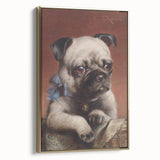 Vintage Animal Art – Adorable Pug with Bow in Classic Portrait