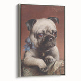 Vintage Animal Art – Adorable Pug with Bow in Classic Portrait