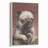 Vintage Animal Art – Adorable Pug with Bow in Classic Portrait