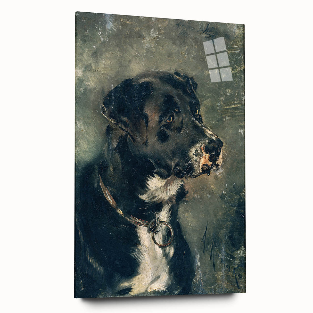 Vintage Animal Art – Majestic Black Dog in Classic Portrait