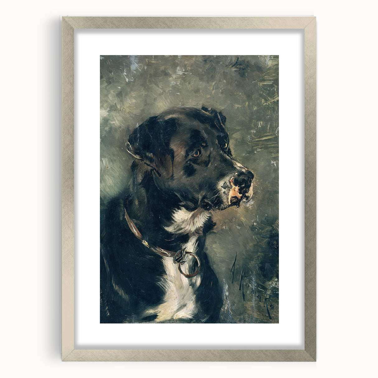 Vintage Animal Art – Majestic Black Dog in Classic Portrait
