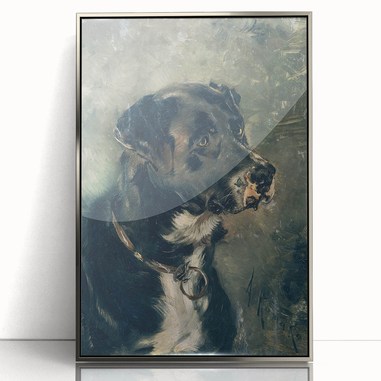 Vintage Animal Art – Majestic Black Dog in Classic Portrait