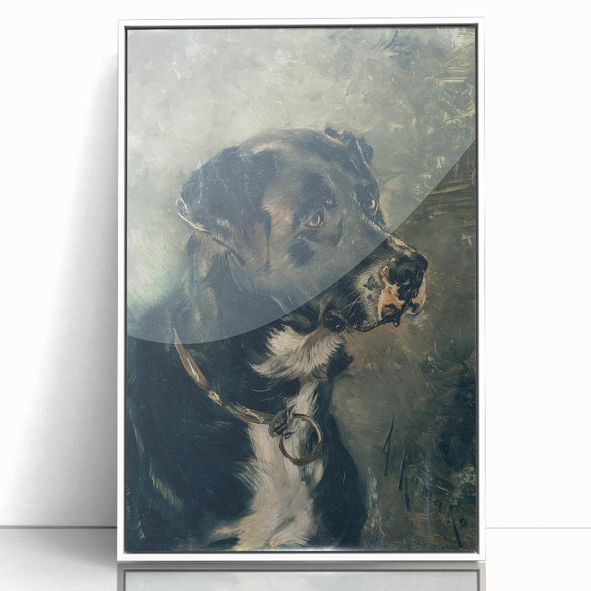Vintage Animal Art – Majestic Black Dog in Classic Portrait