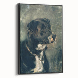 Vintage Animal Art – Majestic Black Dog in Classic Portrait