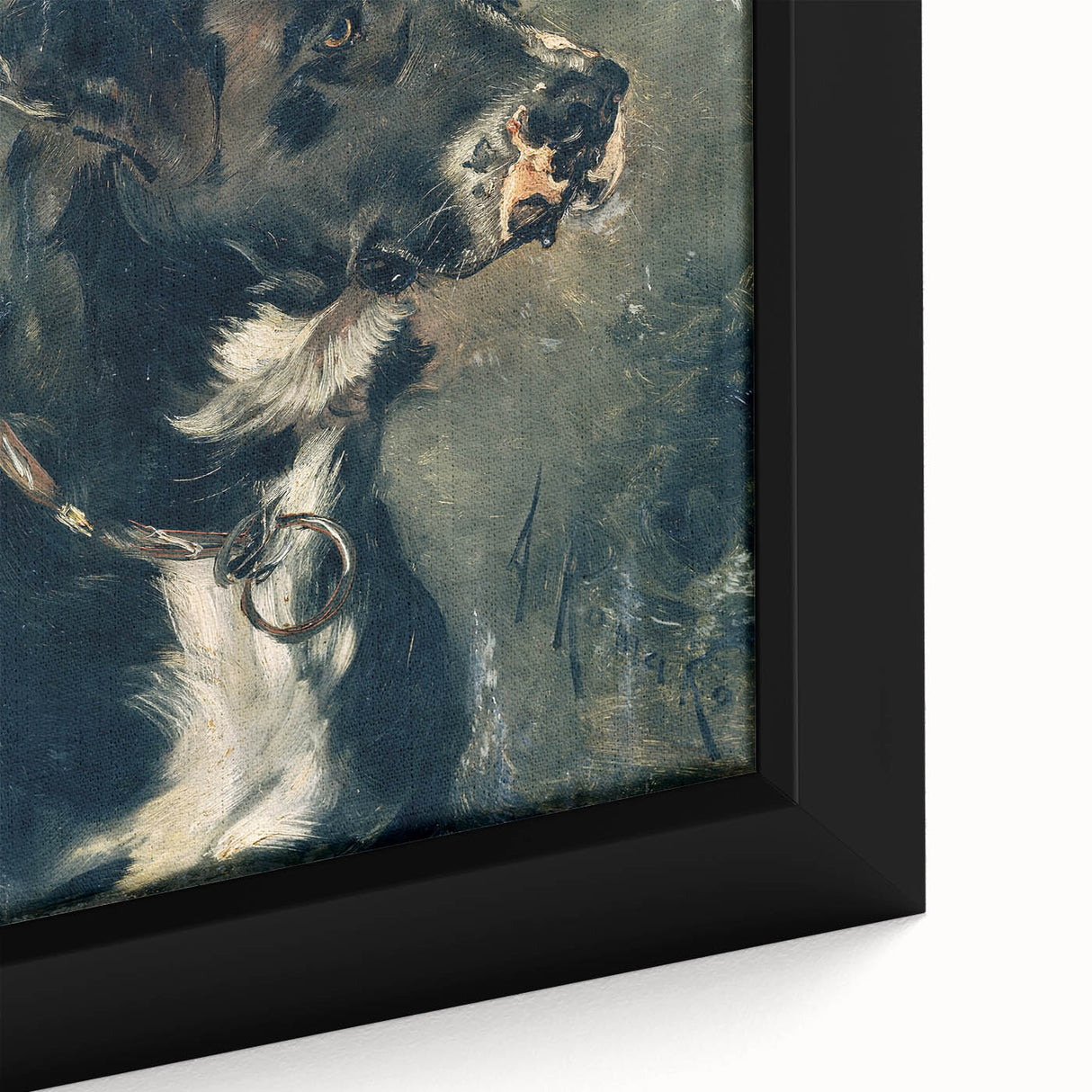Vintage Animal Art – Majestic Black Dog in Classic Portrait