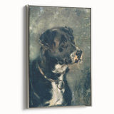 Vintage Animal Art – Majestic Black Dog in Classic Portrait