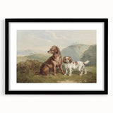 Vintage Animal Art: Two Dogs in Nature – Retro Wildlife Illustration