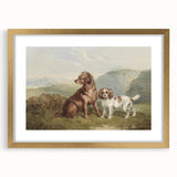 Vintage Animal Art: Two Dogs in Nature – Retro Wildlife Illustration