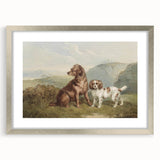 Vintage Animal Art: Two Dogs in Nature – Retro Wildlife Illustration