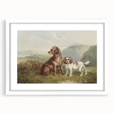 Vintage Animal Art: Two Dogs in Nature – Retro Wildlife Illustration