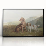 Vintage Animal Art: Two Dogs in Nature – Retro Wildlife Illustration