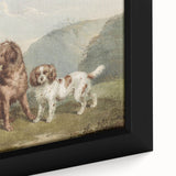 Vintage Animal Art: Two Dogs in Nature – Retro Wildlife Illustration