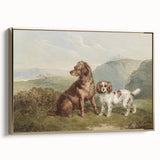 Vintage Animal Art: Two Dogs in Nature – Retro Wildlife Illustration