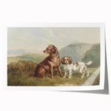 Vintage Animal Art: Two Dogs in Nature – Retro Wildlife Illustration