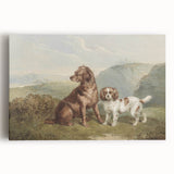 Vintage Animal Art: Two Dogs in Nature – Retro Wildlife Illustration