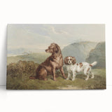 Vintage Animal Art: Two Dogs in Nature – Retro Wildlife Illustration