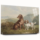 Vintage Animal Art: Two Dogs in Nature – Retro Wildlife Illustration