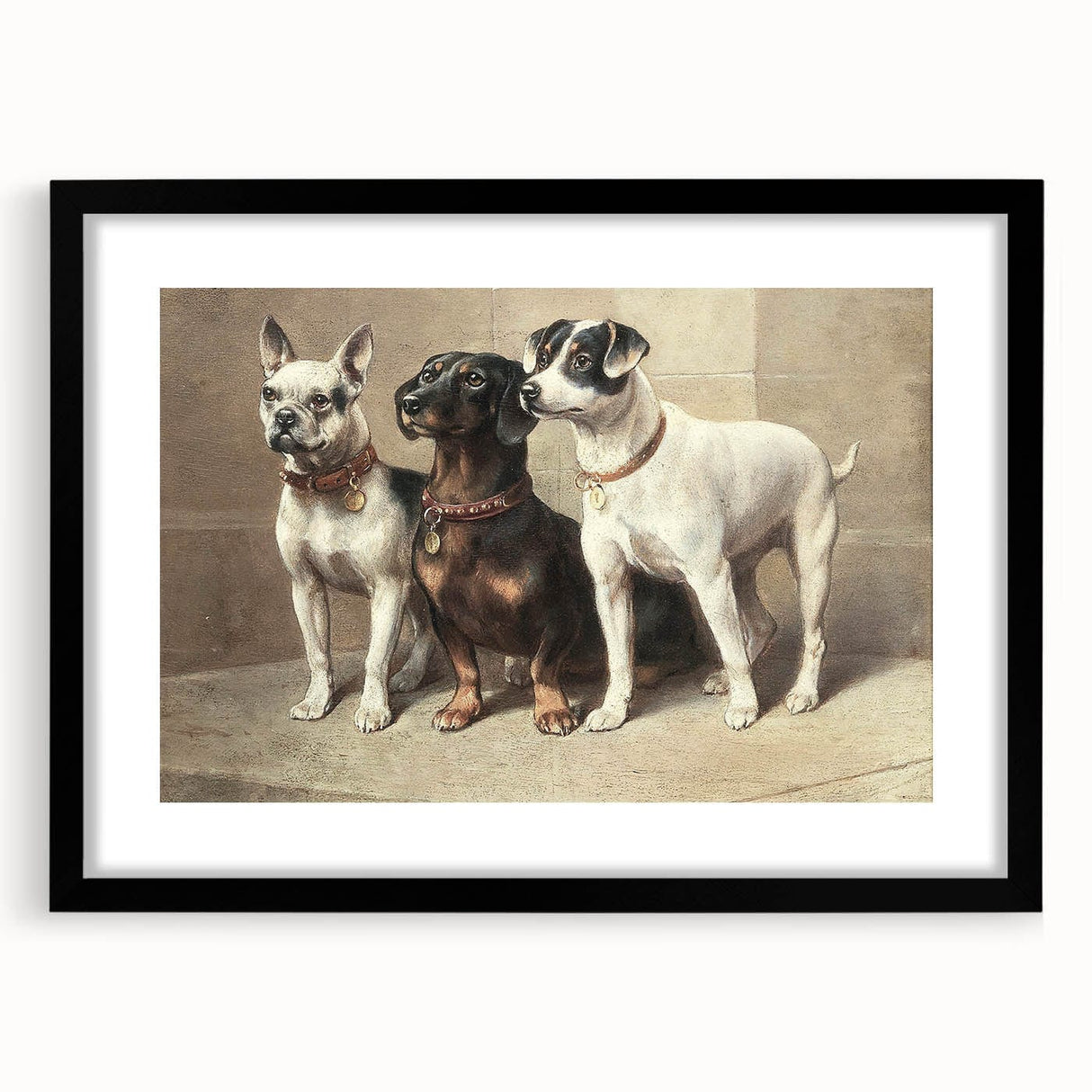 Vintage Animal Art: Trio of Dogs – Retro Wildlife Illustration