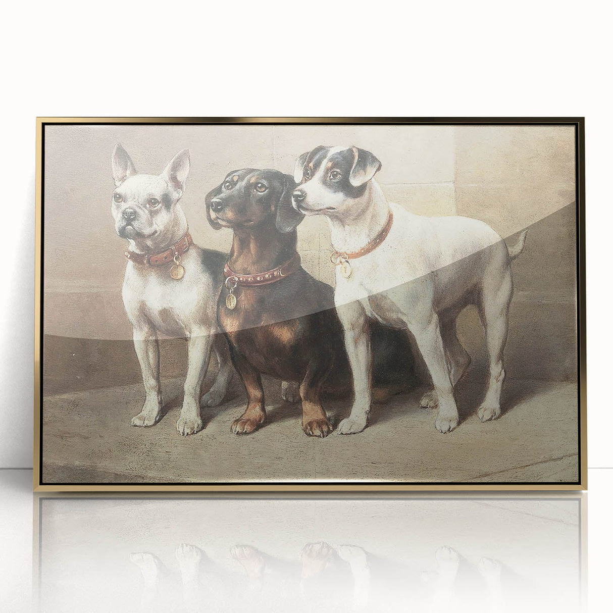 Vintage Animal Art: Trio of Dogs – Retro Wildlife Illustration
