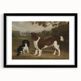 Vintage Animal Art: Two Dogs in Landscape – Retro Wildlife Illustration