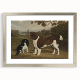 Vintage Animal Art: Two Dogs in Landscape – Retro Wildlife Illustration