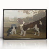 Vintage Animal Art: Two Dogs in Landscape – Retro Wildlife Illustration