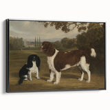 Vintage Animal Art: Two Dogs in Landscape – Retro Wildlife Illustration