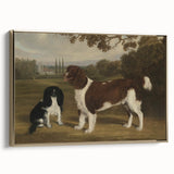 Vintage Animal Art: Two Dogs in Landscape – Retro Wildlife Illustration