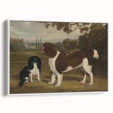 Vintage Animal Art: Two Dogs in Landscape – Retro Wildlife Illustration