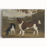 Vintage Animal Art: Two Dogs in Landscape – Retro Wildlife Illustration