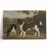 Vintage Animal Art: Two Dogs in Landscape – Retro Wildlife Illustration