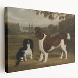 Vintage Animal Art: Two Dogs in Landscape – Retro Wildlife Illustration