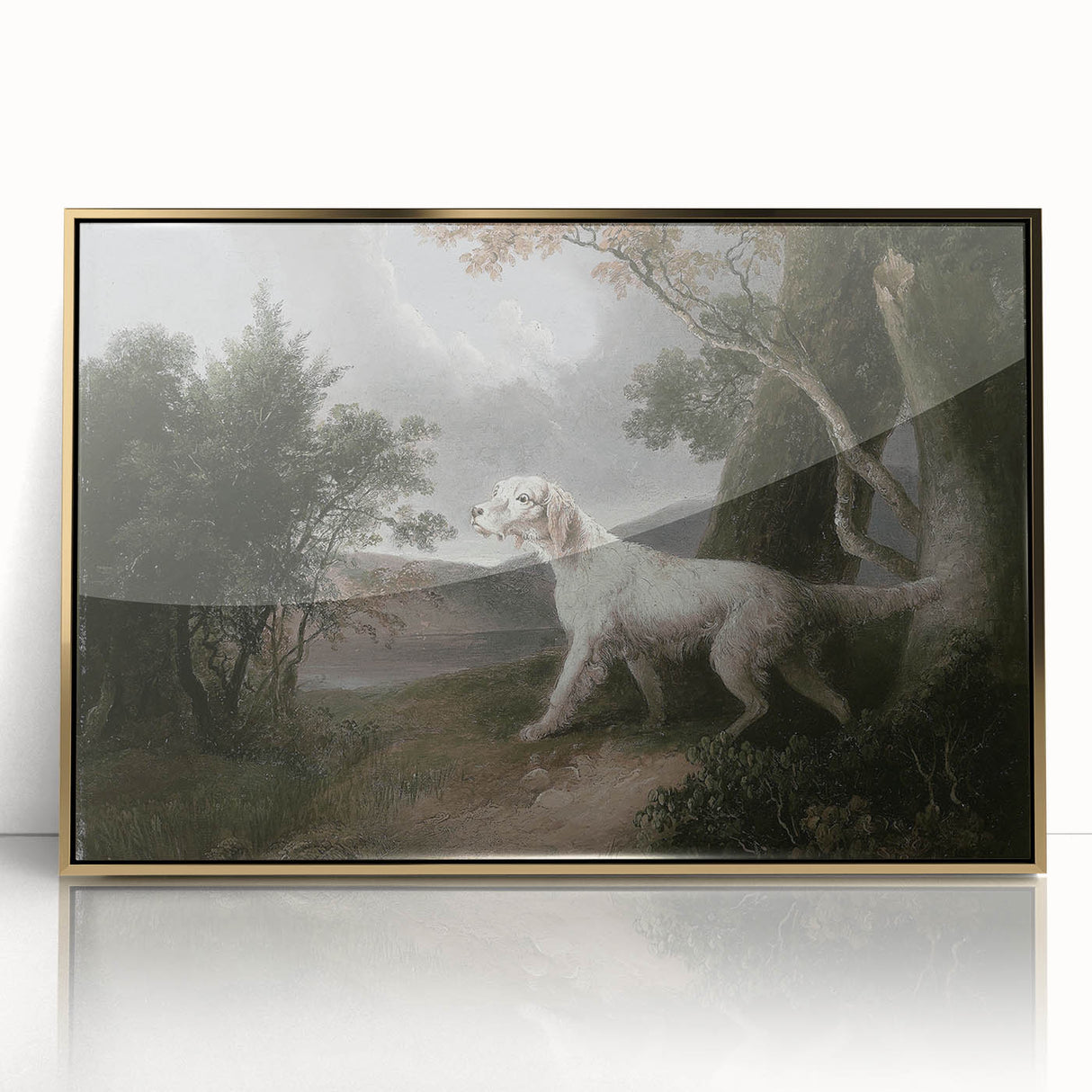 Vintage Animal Art: Dog in Scenic Landscape | Antique Wildlife Prints