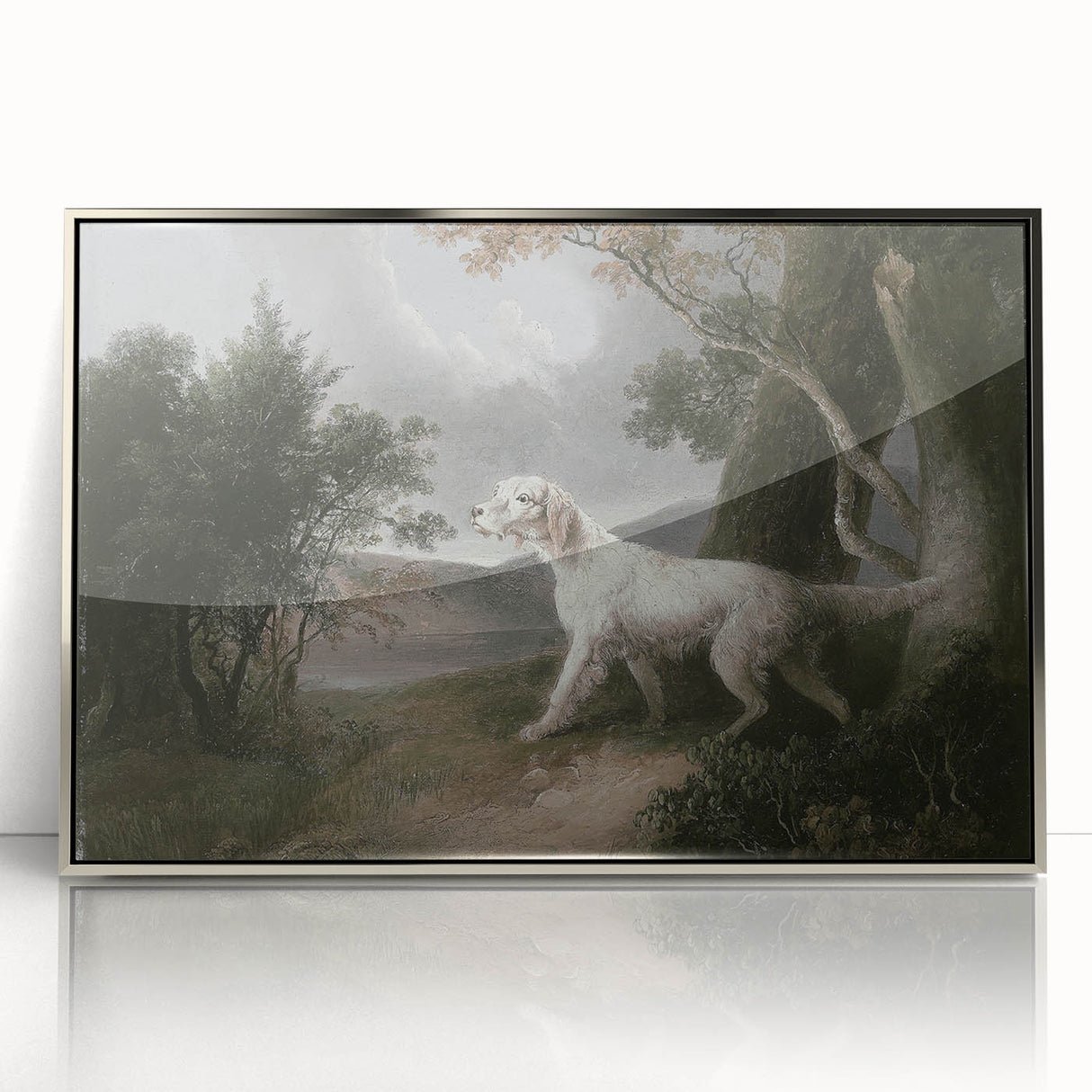 Vintage Animal Art: Dog in Scenic Landscape | Antique Wildlife Prints