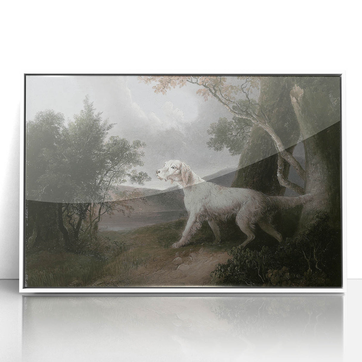 Vintage Animal Art: Dog in Scenic Landscape | Antique Wildlife Prints