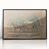 Vintage Animal Art: Horse and Cart – Retro Wildlife Illustration