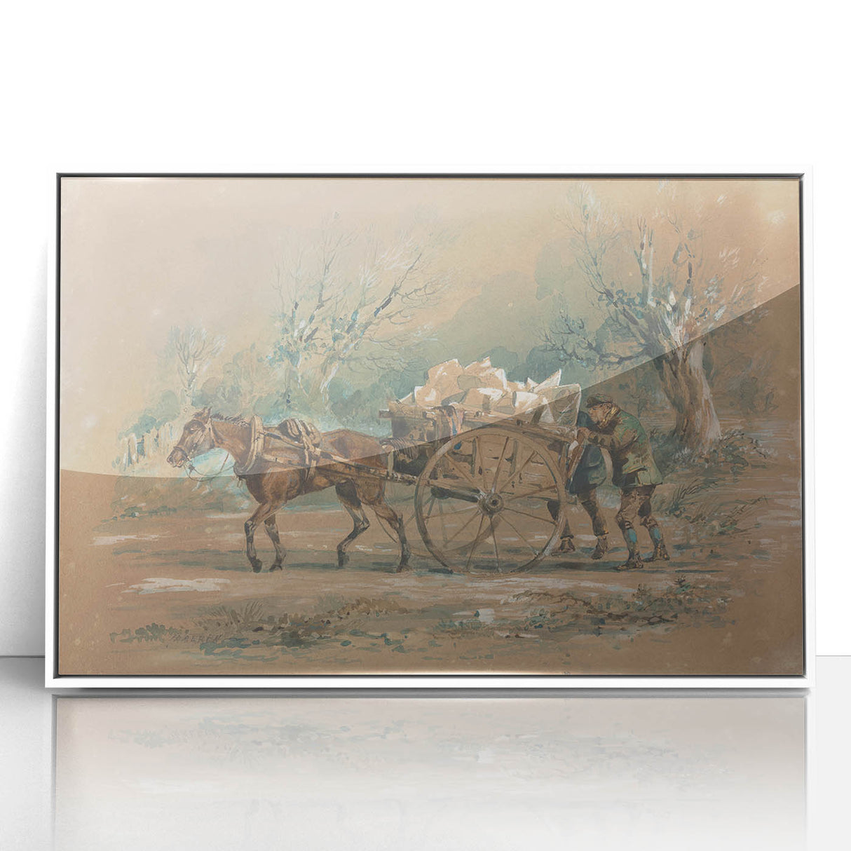 Vintage Animal Art: Horse and Cart – Retro Wildlife Illustration