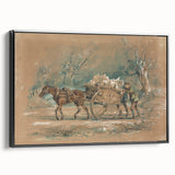 Vintage Animal Art: Horse and Cart – Retro Wildlife Illustration
