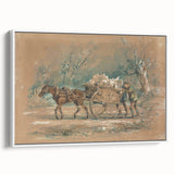 Vintage Animal Art: Horse and Cart – Retro Wildlife Illustration