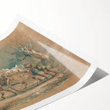 Vintage Animal Art: Horse and Cart – Retro Wildlife Illustration