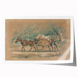Vintage Animal Art: Horse and Cart – Retro Wildlife Illustration