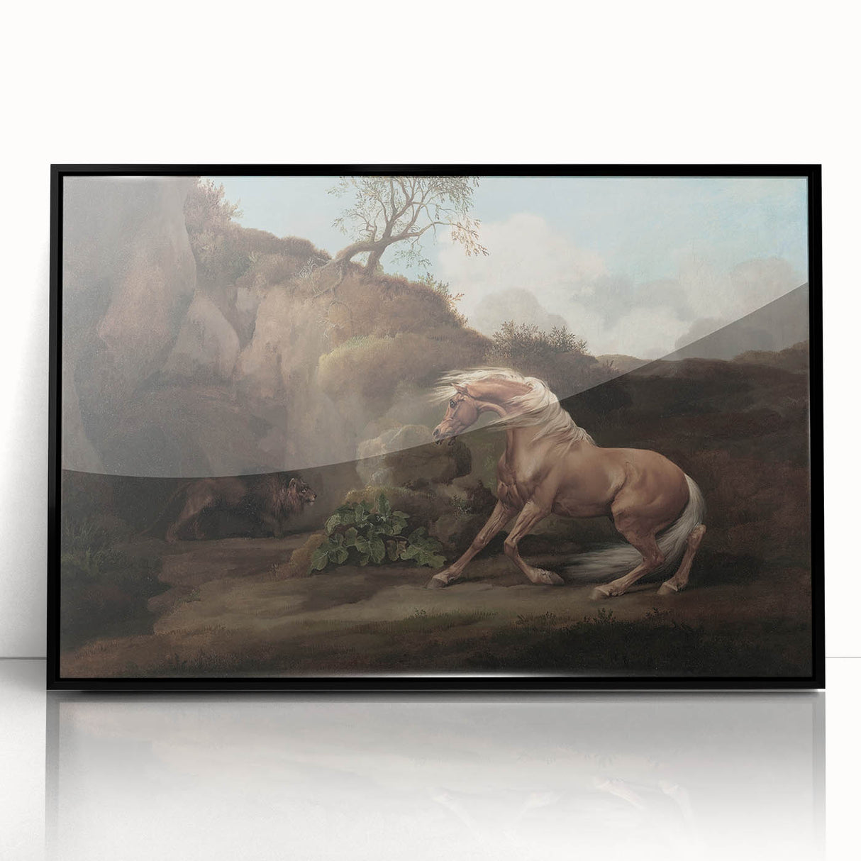 Vintage Animal Art - Horse & Lion Antique Wildlife Print