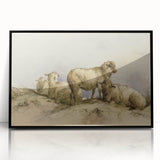 Vintage Animal Art - Sheep in Pastoral Scene Antique Print
