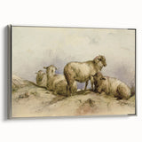 Vintage Animal Art - Sheep in Pastoral Scene Antique Print