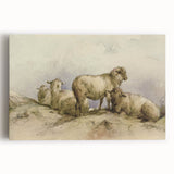 Vintage Animal Art - Sheep in Pastoral Scene Antique Print