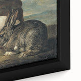 Vintage Animal Art - White & Brown Rabbits Antique Wildlife Print
