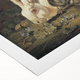 Vintage Animal Art - White & Brown Rabbits Antique Wildlife Print